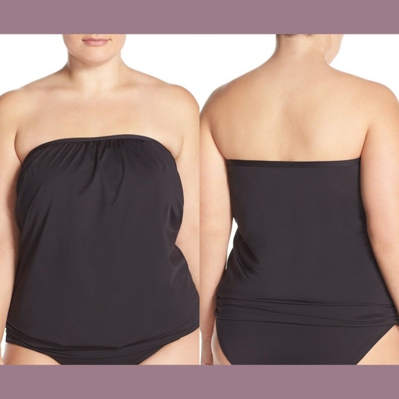 strapless blouson tankini top